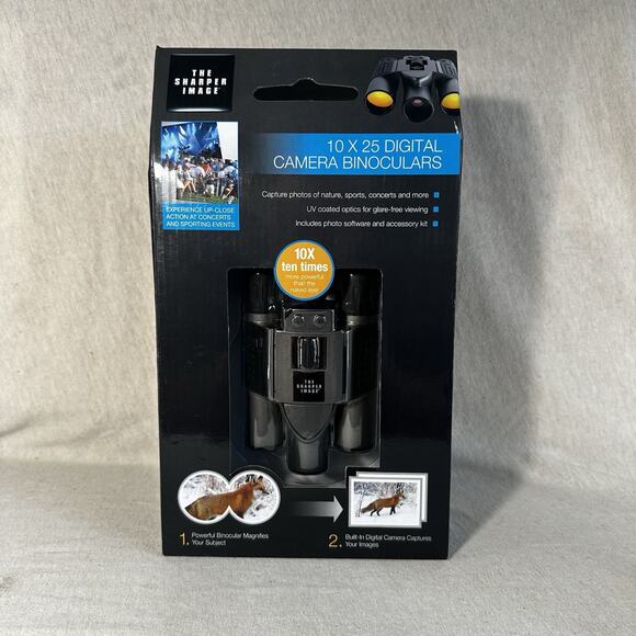 10x25 DIGITAL CAMERA BINOCULARS - THE SHARPE IMAGE UV COATED OPTICS MAGINIFY NIB - Picture 1 of 7